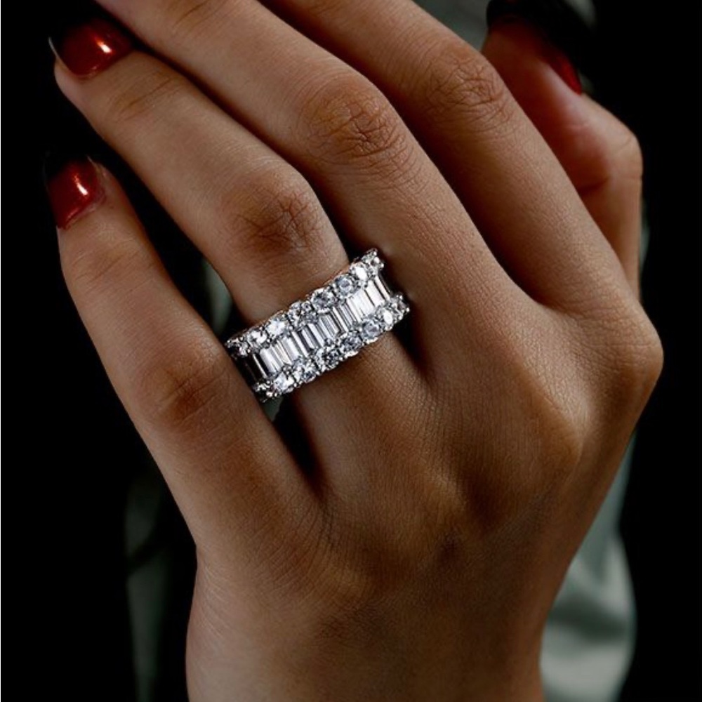 Italo Triple Row Half Eternity Wedding Band - Picture 3 of 6